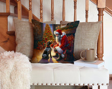 Load image into Gallery viewer, German Wirehaired Pointer and Santa Claus Throw Pillow - 14x14 Decorative Pillow – Art for Your Home &amp; Patio