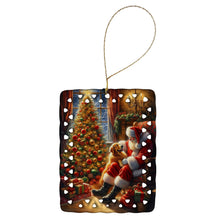 Load image into Gallery viewer, Golden Retriever and Santa Claus Porcelain Ornament