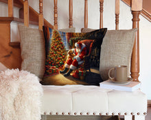 Load image into Gallery viewer, Golden Retriever and Santa Claus Throw Pillow - 14x14 Decorative Pillow – Art for Your Home &amp; Patio