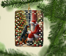 Load image into Gallery viewer, Gordon Setter and Santa Claus Porcelain Ornament