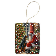 Load image into Gallery viewer, Gordon Setter and Santa Claus Porcelain Ornament