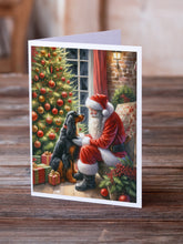 Load image into Gallery viewer, Gordon Setter and Santa Claus Greeting Cards - Blank Note Cards – 8-Pack of Artist-Designed Cards with Envelopes