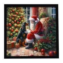 Load image into Gallery viewer, Gordon Setter and Santa Claus Framed Metal Print