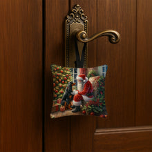 Load image into Gallery viewer, Gordon Setter and Santa Claus Hanging Square Fabric Ornament 3.5 × 3.5