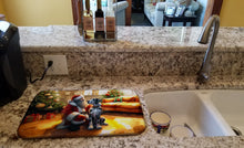 Load image into Gallery viewer, Great Dane and Santa Claus Dish Drying Mat