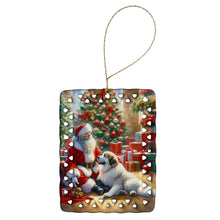 Load image into Gallery viewer, Great Pyrenees and Santa Claus Porcelain Ornament