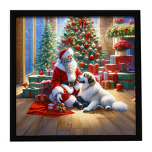Load image into Gallery viewer, Great Pyrenees and Santa Claus Framed Metal Print