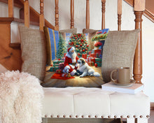 Load image into Gallery viewer, Great Pyrenees and Santa Claus Throw Pillow - 14x14 Decorative Pillow – Art for Your Home &amp; Patio