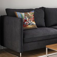 Load image into Gallery viewer, Great Pyrenees and Santa Claus Throw Pillow - 14x14 Decorative Pillow – Art for Your Home &amp; Patio