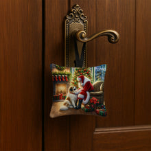 Load image into Gallery viewer, Great Pyrenees and Santa Claus Hanging Square Fabric Ornament 3.5 × 3.5