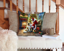 Load image into Gallery viewer, Great Pyrenees and Santa Claus Throw Pillow - 14x14 Decorative Pillow – Art for Your Home &amp; Patio
