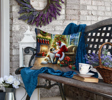 Load image into Gallery viewer, Great Pyrenees and Santa Claus Throw Pillow