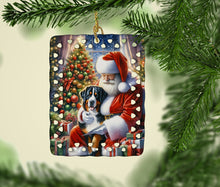 Load image into Gallery viewer, Greater Swiss Mountain Dog and Santa Claus Porcelain Ornament