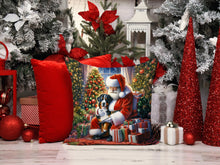 Load image into Gallery viewer, Greater Swiss Mountain Dog and Santa Claus Throw Pillow - 14x14 Decorative Pillow – Art for Your Home &amp; Patio