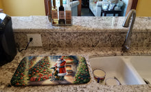 Load image into Gallery viewer, Greyhound and Santa Claus Dish Drying Mat