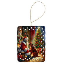 Load image into Gallery viewer, Irish Setter and Santa Claus Porcelain Ornament