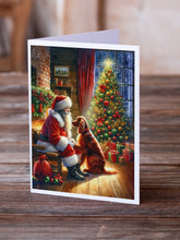 Load image into Gallery viewer, Irish Setter and Santa Claus Greeting Cards - Blank Note Cards – 8-Pack of Artist-Designed Cards with Envelopes