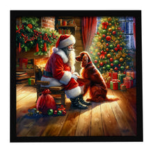 Load image into Gallery viewer, Irish Setter and Santa Claus Framed Metal Print
