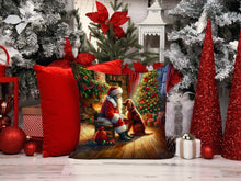 Load image into Gallery viewer, Irish Setter and Santa Claus Throw Pillow - 14x14 Decorative Pillow – Art for Your Home &amp; Patio