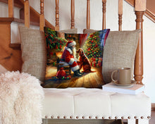 Load image into Gallery viewer, Irish Setter and Santa Claus Throw Pillow - 14x14 Decorative Pillow – Art for Your Home &amp; Patio