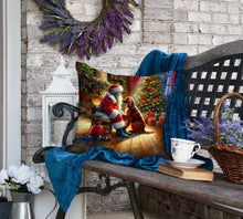 Load image into Gallery viewer, Irish Setter and Santa Claus Throw Pillow