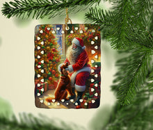 Load image into Gallery viewer, Irish Setter and Santa Claus Porcelain Ornament