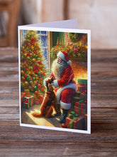 Load image into Gallery viewer, Irish Setter and Santa Claus Greeting Cards - Blank Note Cards – 8-Pack of Artist-Designed Cards with Envelopes