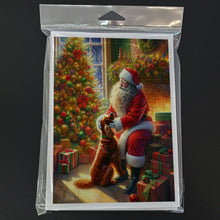 Load image into Gallery viewer, Irish Setter and Santa Claus Greeting Cards - Blank Note Cards – 8-Pack of Artist-Designed Cards with Envelopes