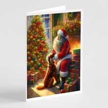 Load image into Gallery viewer, Irish Setter and Santa Claus Greeting Cards - Blank Note Cards – 8-Pack of Artist-Designed Cards with Envelopes