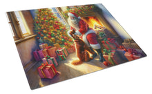 Load image into Gallery viewer, Irish Setter and Santa Claus Glass Cutting Boards – Durable, Decorative Kitchen Art
