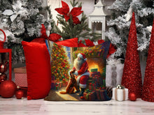 Load image into Gallery viewer, Irish Setter and Santa Claus Throw Pillow - 14x14 Decorative Pillow – Art for Your Home &amp; Patio