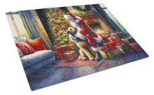 Load image into Gallery viewer, Irish Wolfhound and Santa Claus Glass Cutting Boards – Durable, Decorative Kitchen Art