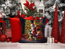Load image into Gallery viewer, Irish Wolfhound and Santa Claus Throw Pillow - 14x14 Decorative Pillow – Art for Your Home &amp; Patio