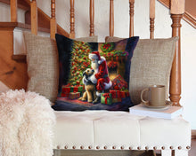 Load image into Gallery viewer, Irish Wolfhound and Santa Claus Throw Pillow - 14x14 Decorative Pillow – Art for Your Home &amp; Patio
