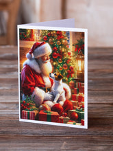 Load image into Gallery viewer, Jack Russell Terrier and Santa Claus Greeting Cards - Blank Note Cards – 8-Pack of Artist-Designed Cards with Envelopes