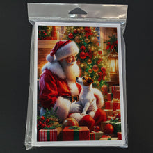 Load image into Gallery viewer, Jack Russell Terrier and Santa Claus Greeting Cards - Blank Note Cards – 8-Pack of Artist-Designed Cards with Envelopes