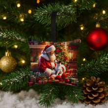 Load image into Gallery viewer, Jack Russell Terrier and Santa Claus Hanging Square Fabric Ornament 3.5 × 3.5