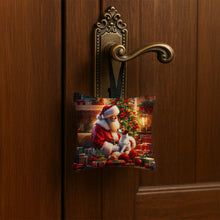 Load image into Gallery viewer, Jack Russell Terrier and Santa Claus Hanging Square Fabric Ornament 3.5 × 3.5
