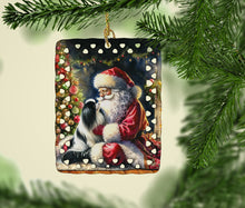 Load image into Gallery viewer, Japanese Chin and Santa Claus Porcelain Ornament