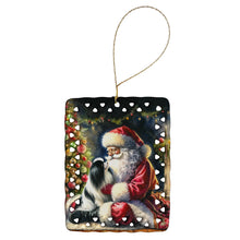 Load image into Gallery viewer, Japanese Chin and Santa Claus Porcelain Ornament