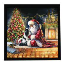 Load image into Gallery viewer, Japanese Chin and Santa Claus Framed Metal Print