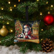 Load image into Gallery viewer, Japanese Chin and Santa Claus Hanging Square Fabric Ornament 3.5 × 3.5