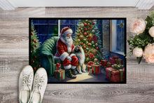 Load image into Gallery viewer, Keeshond and Santa Claus Doormat-24x36 Indoor / Outdoor Rug | Made in USA