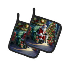 Load image into Gallery viewer, Keeshond and Santa Claus Pot Holders - Set of 2 Decorative Kitchen Helpers | Made in the USA