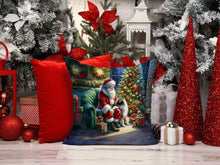 Load image into Gallery viewer, Keeshond and Santa Claus Throw Pillow - 14x14 Decorative Pillow – Art for Your Home &amp; Patio