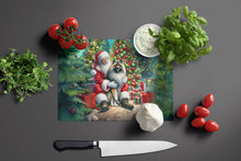 Load image into Gallery viewer, Keeshond and Santa Claus Glass Cutting Boards – Durable, Decorative Kitchen Art