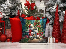 Load image into Gallery viewer, Keeshond and Santa Claus Throw Pillow - 14x14 Decorative Pillow – Art for Your Home &amp; Patio