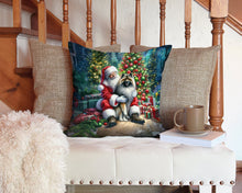 Load image into Gallery viewer, Keeshond and Santa Claus Throw Pillow - 14x14 Decorative Pillow – Art for Your Home &amp; Patio