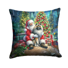 Load image into Gallery viewer, Keeshond and Santa Claus Throw Pillow - 14x14 Decorative Pillow – Art for Your Home &amp; Patio