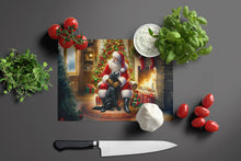 Load image into Gallery viewer, Labrador Retriever and Santa Claus Glass Cutting Boards – Durable, Decorative Kitchen Art
